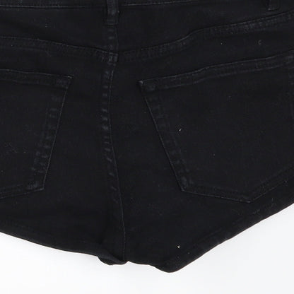 Divided by H&M Womens Black  Denim Hot Pants Shorts Size 8
