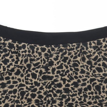Topshop Womens Brown Animal Print  Hot Pants Shorts Size 8