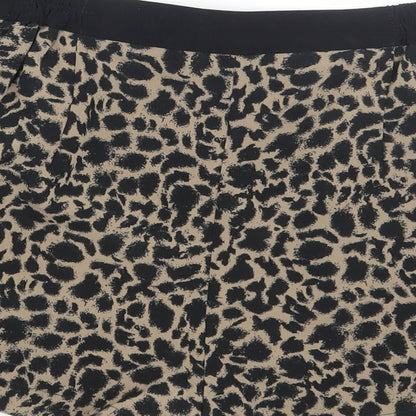 Topshop Womens Brown Animal Print  Hot Pants Shorts Size 8