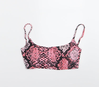 Boohoo Womens Pink Animal Print  Basic T-Shirt Size 8