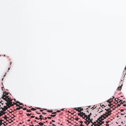 Boohoo Womens Pink Animal Print  Basic T-Shirt Size 8