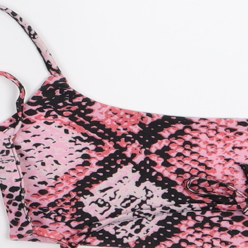 Boohoo Womens Pink Animal Print  Basic T-Shirt Size 8