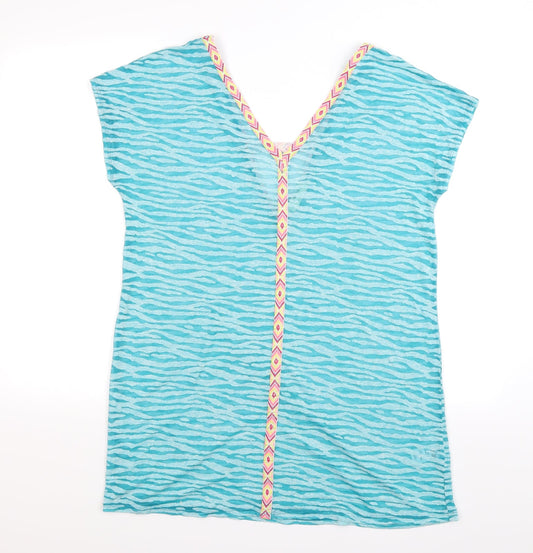 Papaya Womens Blue Striped  Tunic T-Shirt Size M