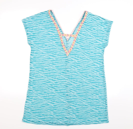 Papaya Womens Blue Striped  Tunic T-Shirt Size M