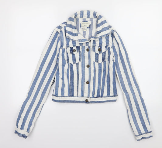 FOREVER 21 Womens Blue Striped Denim Jacket  Size S