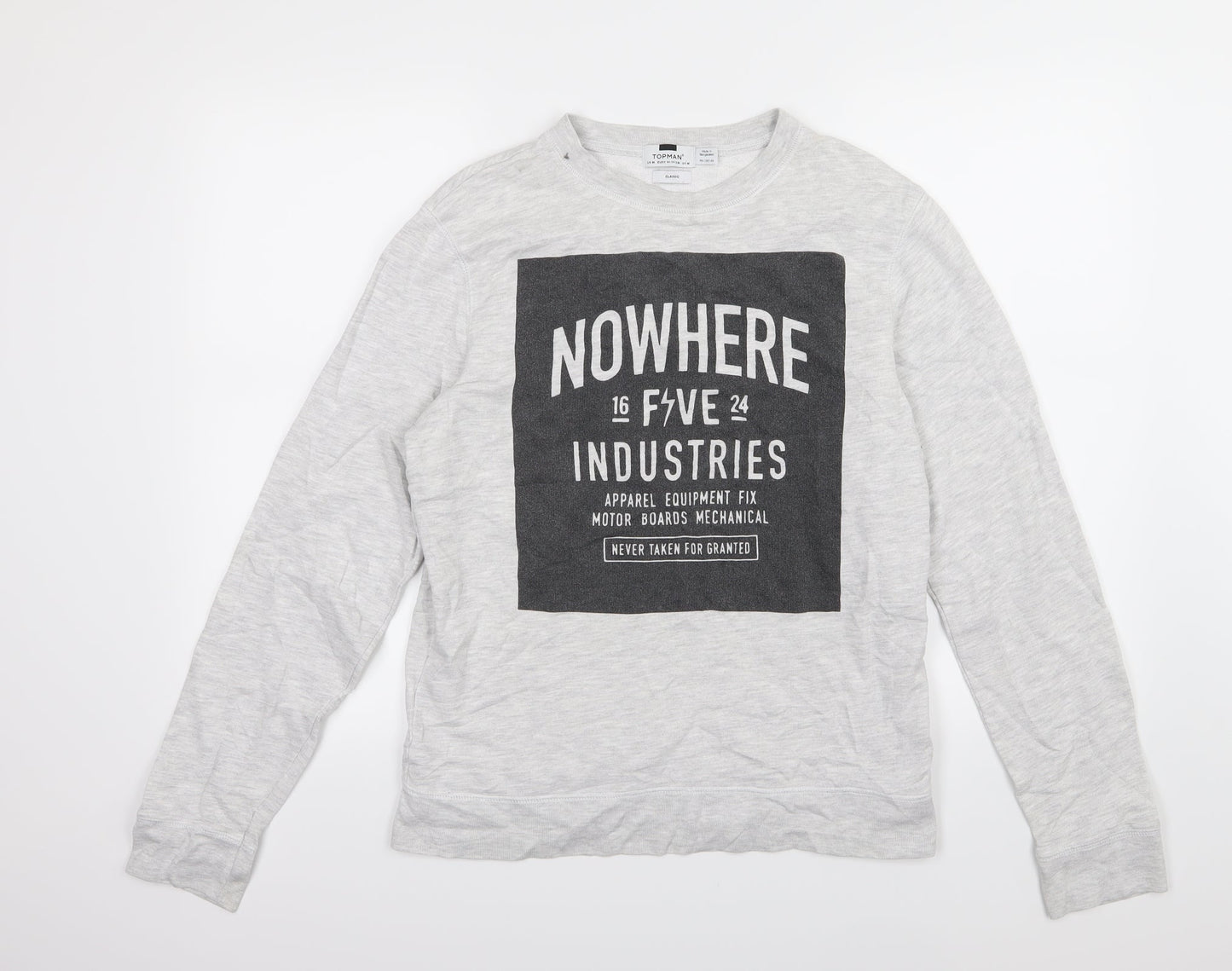 Topman Mens Grey  Jersey Pullover Sweatshirt Size M