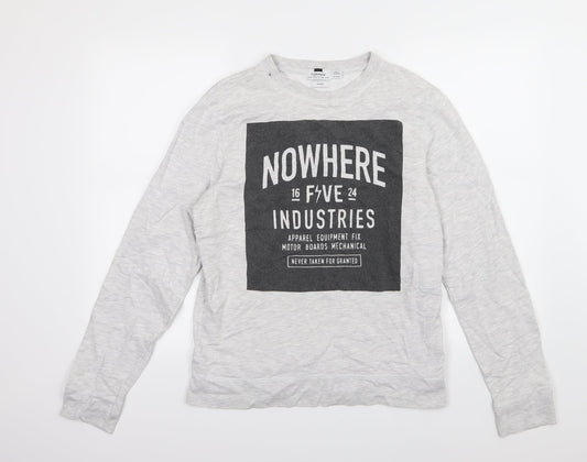 Topman Mens Grey  Jersey Pullover Sweatshirt Size M