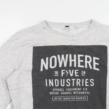 Topman Mens Grey  Jersey Pullover Sweatshirt Size M