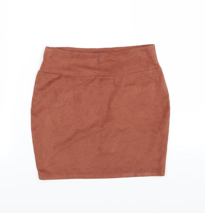 Miss Selfridge Womens Brown  Velour Mini Skirt Size 6