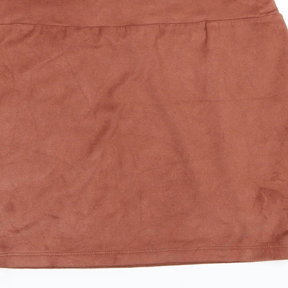 Miss Selfridge Womens Brown  Velour Mini Skirt Size 6
