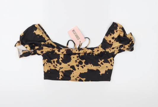 Missguided Womens Brown Animal Print  Cropped Blouse Size 8