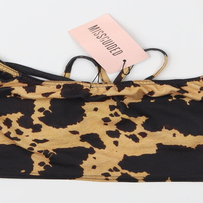 Missguided Womens Brown Animal Print  Cropped Blouse Size 8