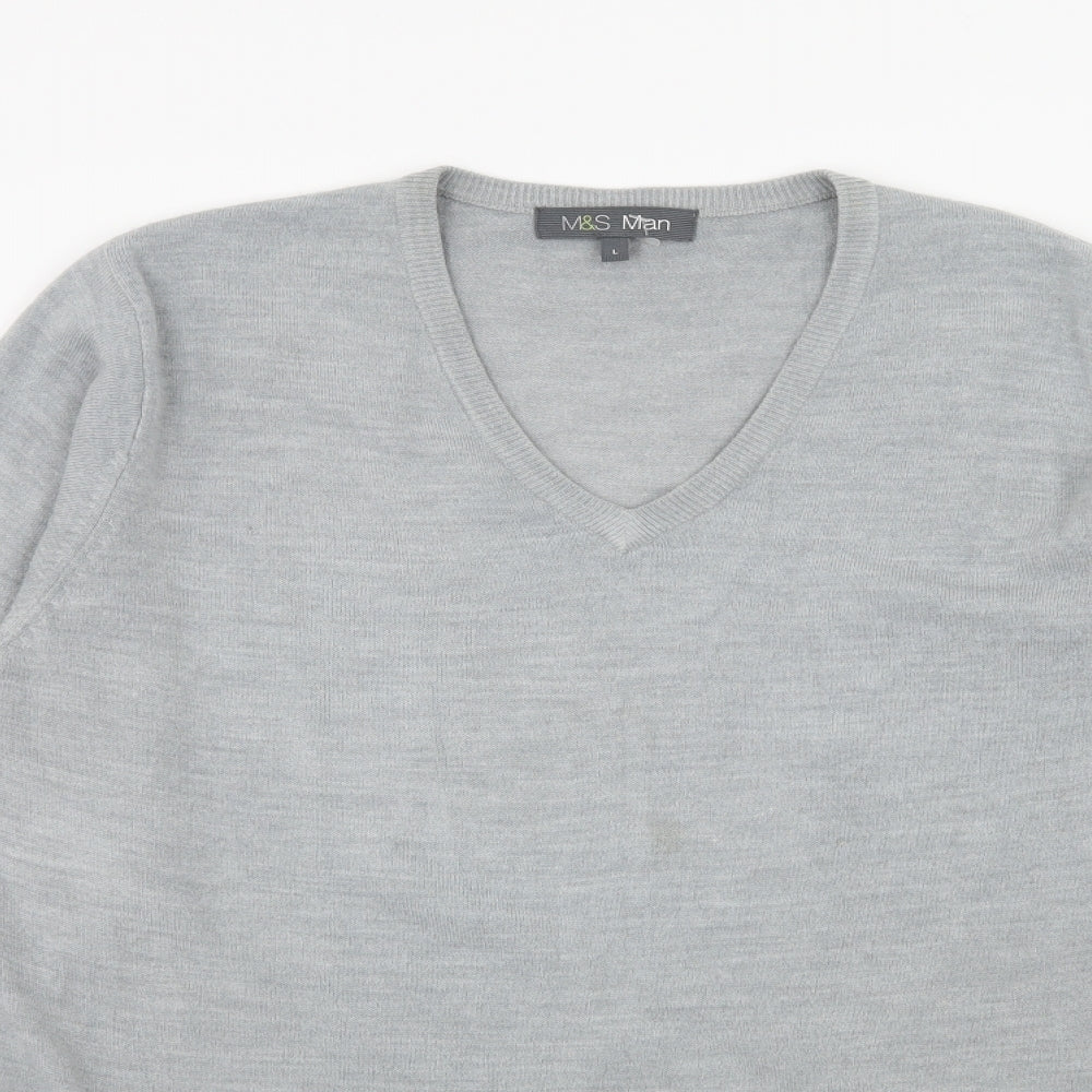Marks and Spencer Mens Grey  Knit Pullover Jumper Size L