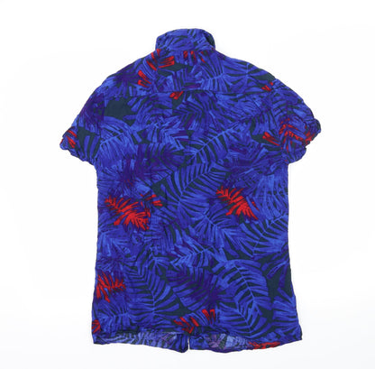 Stradivarius Mens Blue Floral   Button-Up Size S