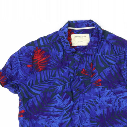 Stradivarius Mens Blue Floral   Button-Up Size S