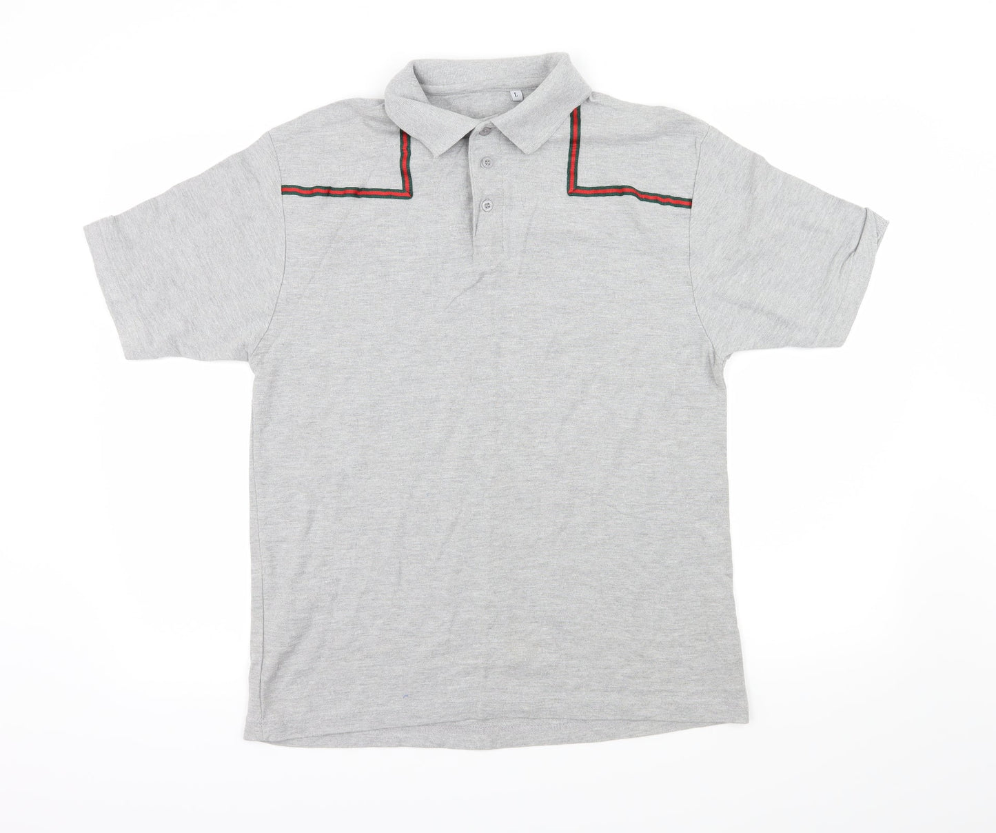 Preworn Mens Green Striped Jersey  Polo Size L