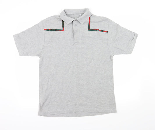 Preworn Mens Green Striped Jersey  Polo Size L