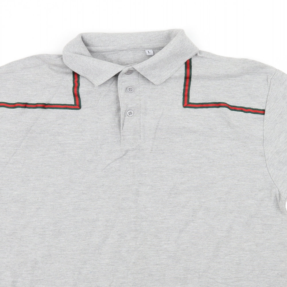 Preworn Mens Green Striped Jersey  Polo Size L