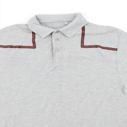 Preworn Mens Green Striped Jersey  Polo Size L