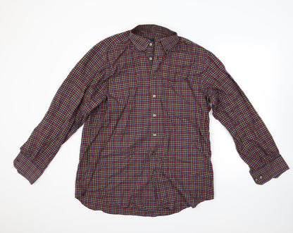 Scott Barber Mens Red Check   Button-Up Size L