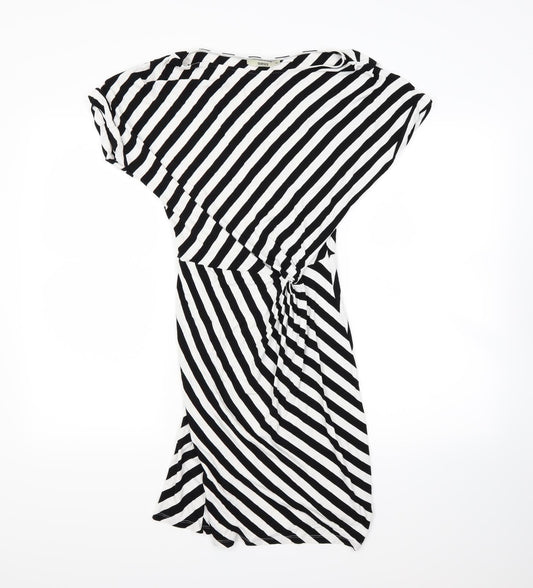 Oasis Womens White Striped  T-Shirt Dress  Size XS