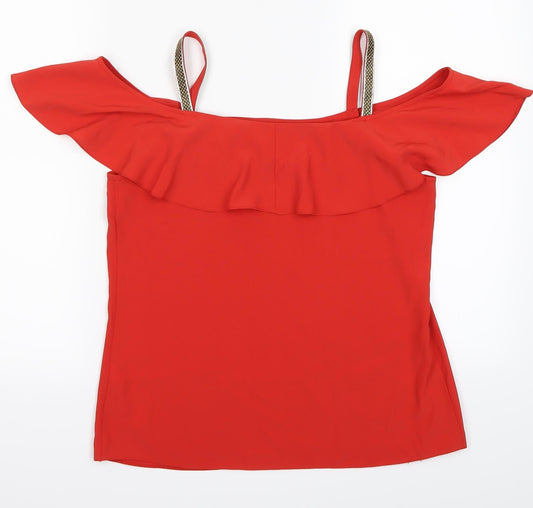 George  Womens Red   Basic Blouse Size 8