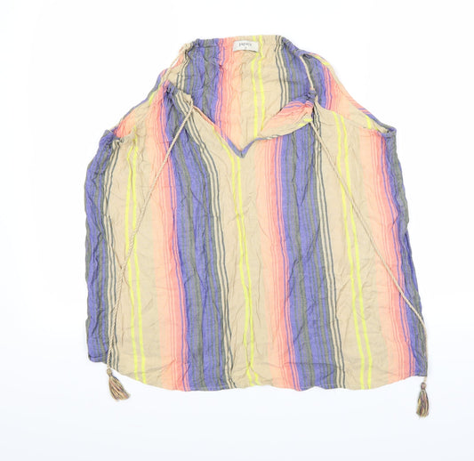 Papaya Womens Beige Striped  Basic Tank Size 16