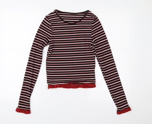 Primark Womens Black Striped  Basic T-Shirt Size 4