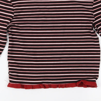 Primark Womens Black Striped  Basic T-Shirt Size 4