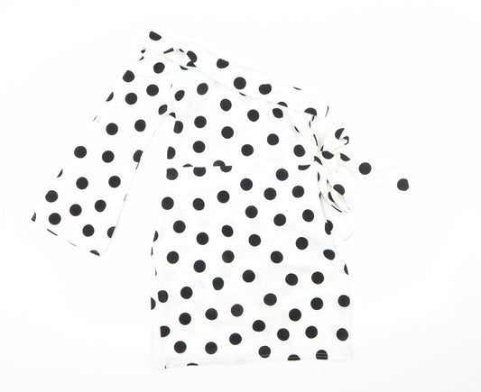 Boohoo Womens White Polka Dot  Bodycon  Size 10