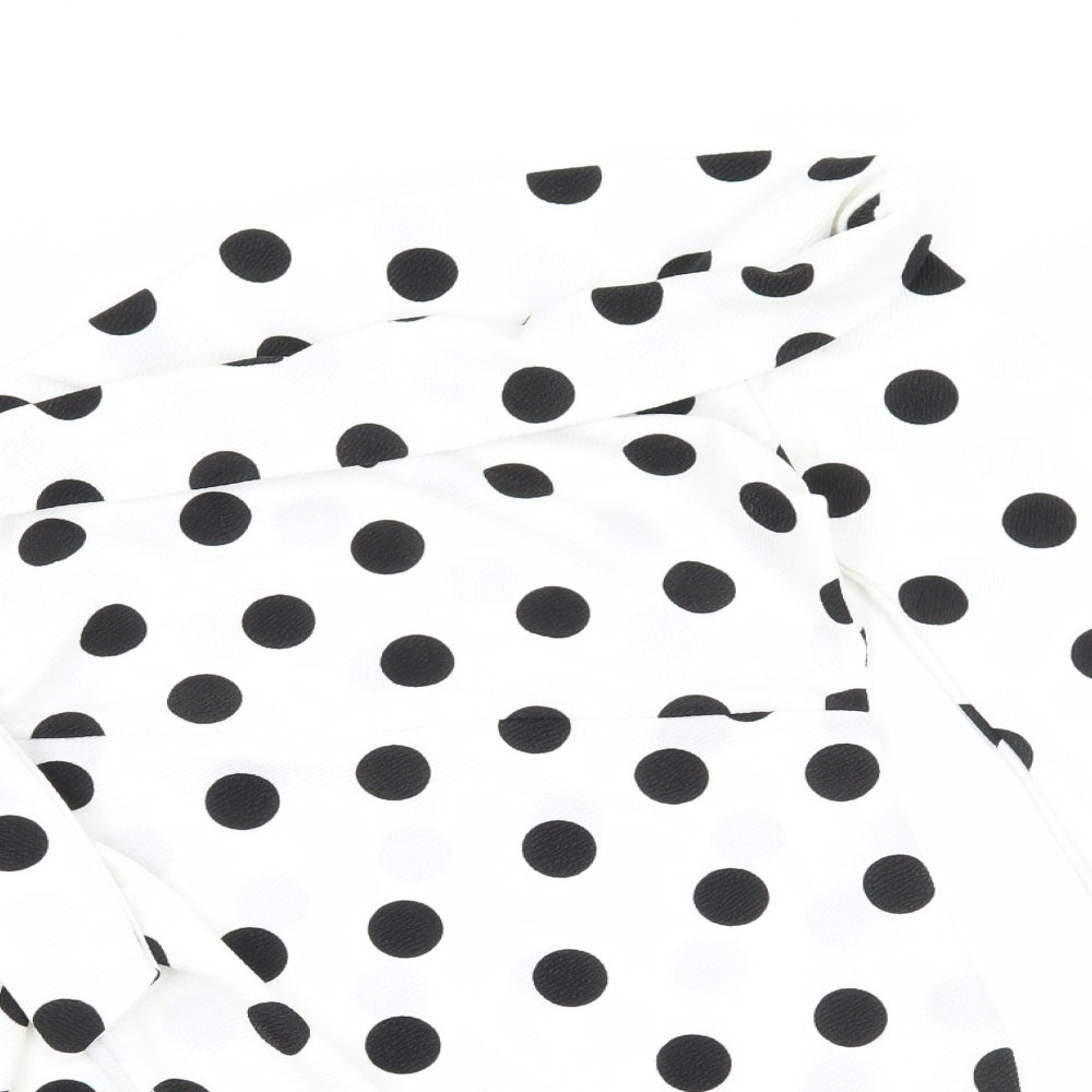 Boohoo Womens White Polka Dot  Bodycon  Size 10