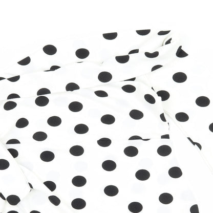 Boohoo Womens White Polka Dot  Bodycon  Size 10