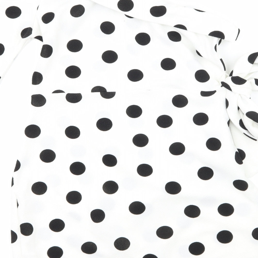 Boohoo Womens White Polka Dot  Bodycon  Size 10