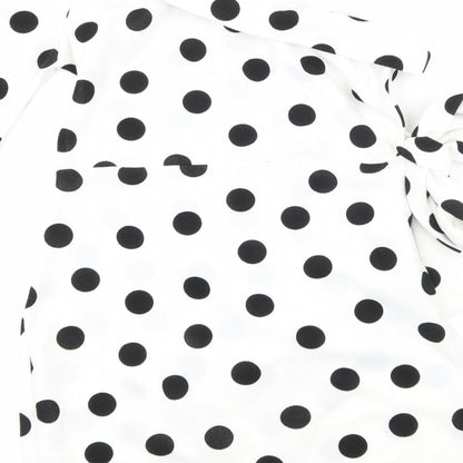 Boohoo Womens White Polka Dot  Bodycon  Size 10