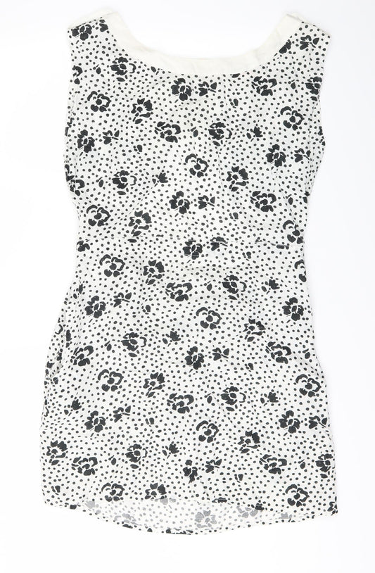 Miss Selfridge Womens White Floral  Fit & Flare  Size 14