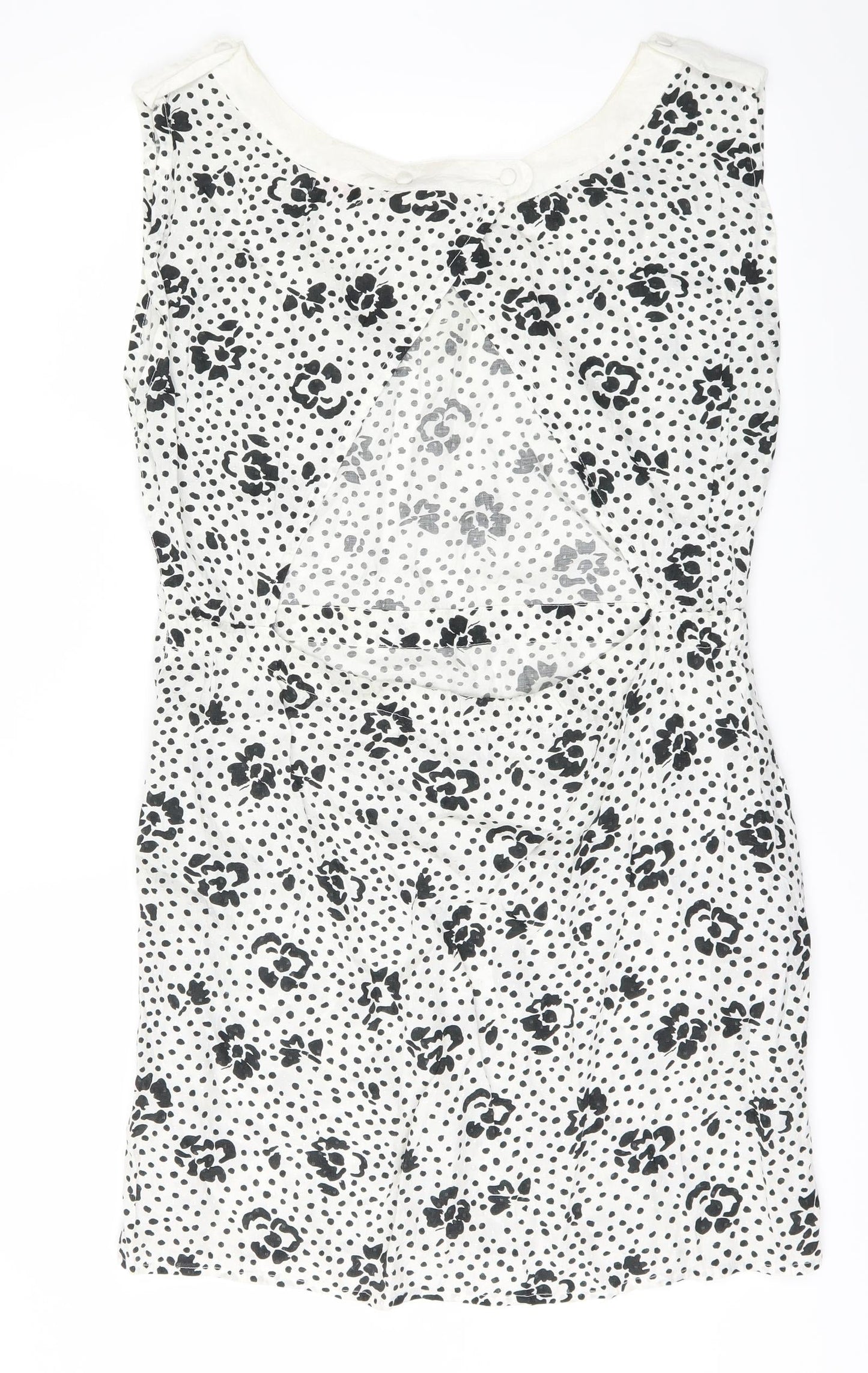 Miss Selfridge Womens White Floral  Fit & Flare  Size 14