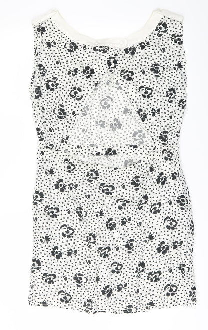 Miss Selfridge Womens White Floral  Fit & Flare  Size 14