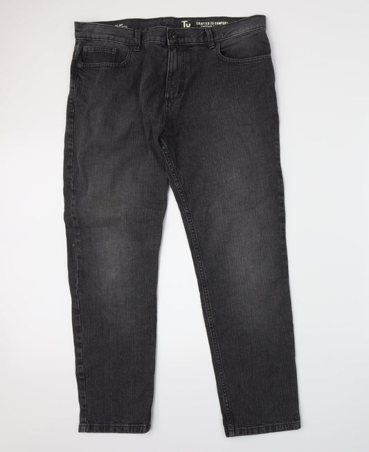 TU Womens Grey  Denim Straight Jeans Size 36 L30 in