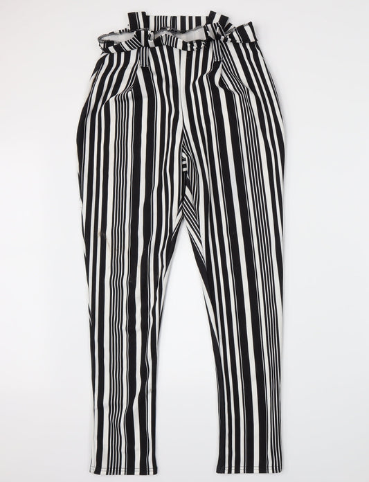 Select Womens Black Striped  Trousers  Size 8 L27 in