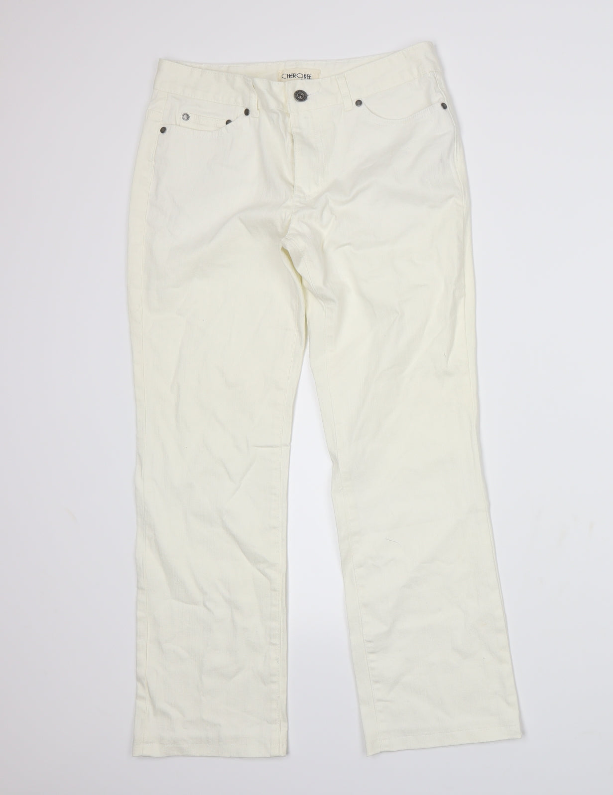 Cherokee Womens White  Denim Straight Jeans Size 10 L26 in