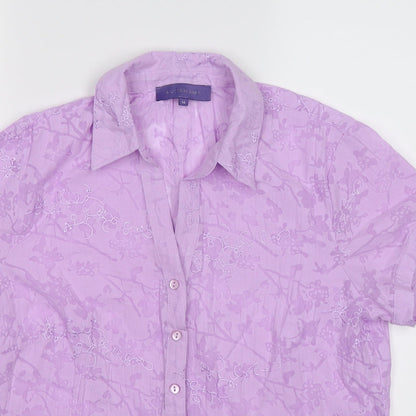 Autonomy Womens Purple Floral  Basic Blouse Size 14