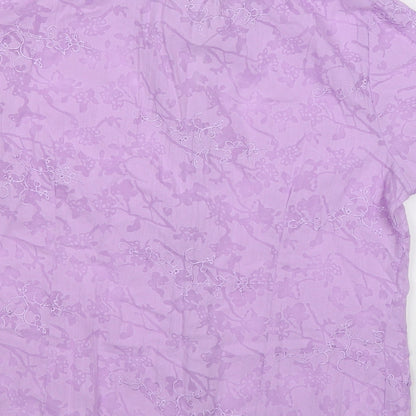 Autonomy Womens Purple Floral  Basic Blouse Size 14