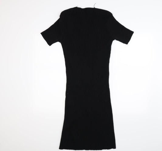 Missguided Womens Black Striped Knit Jumper Dress  Size 12