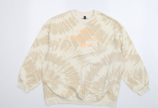 Divided Womens Beige Geometric Jersey Pullover Sweatshirt Size M  - shawn mendes