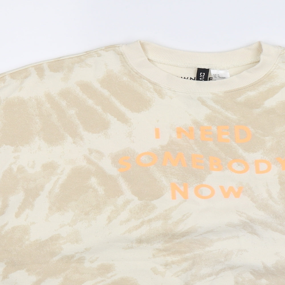 Divided Womens Beige Geometric Jersey Pullover Sweatshirt Size M  - shawn mendes