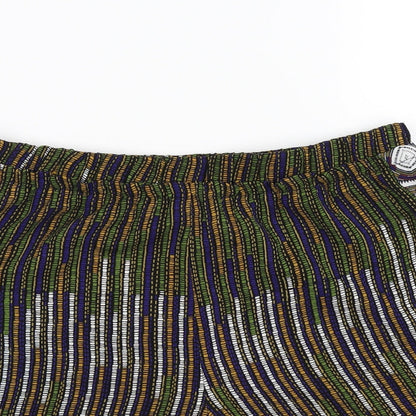 H&M Womens Multicoloured Geometric Chambray Cut-Off Shorts Size 10