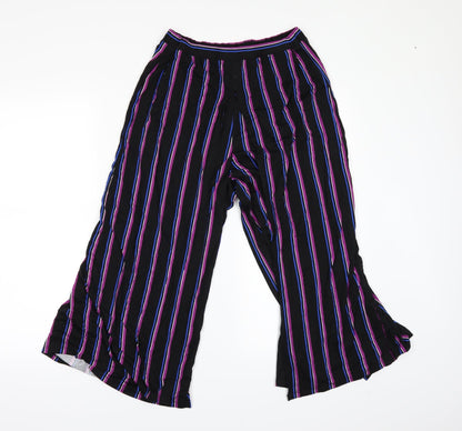 TU Womens Black Striped  Culotte Shorts Size 8 - slit legs