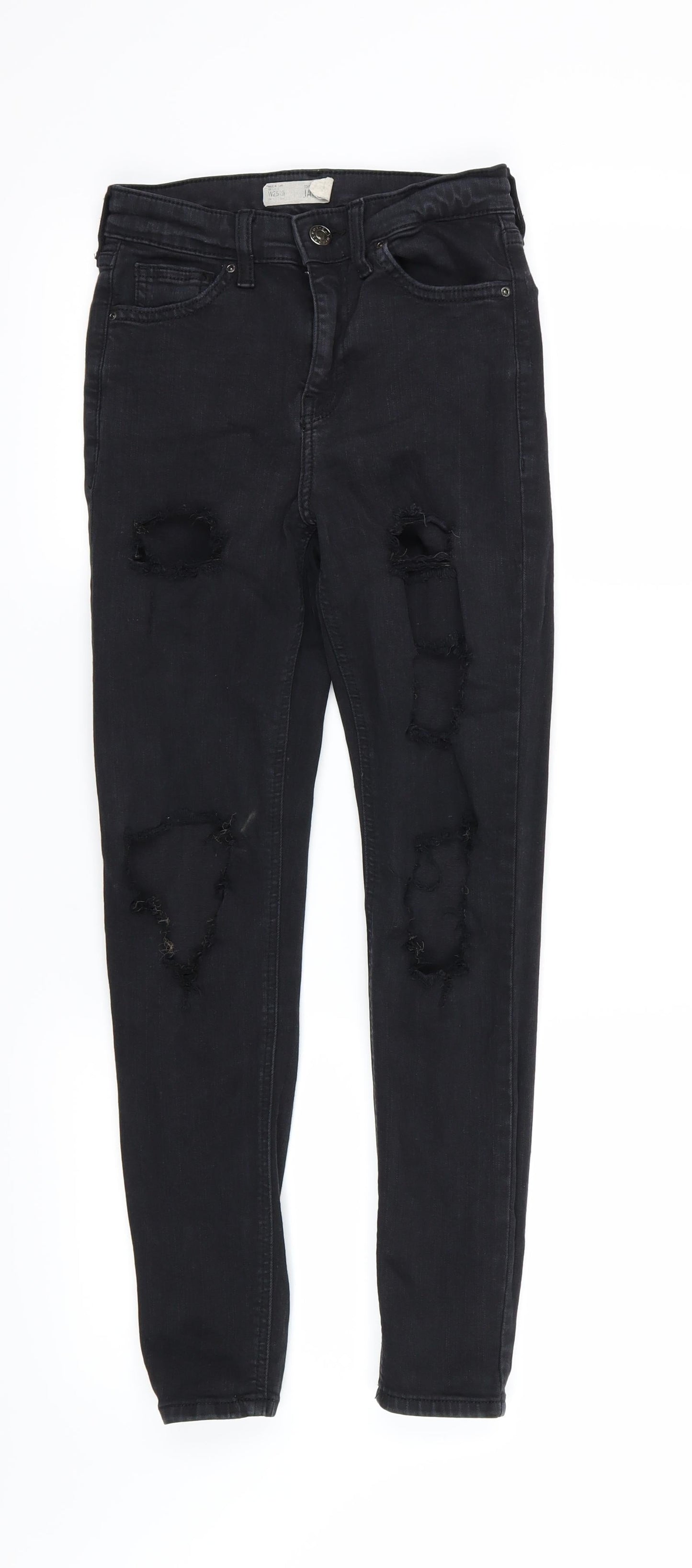 Topshop Womens Black  Denim Skinny Jeans  L25 in - Jamie