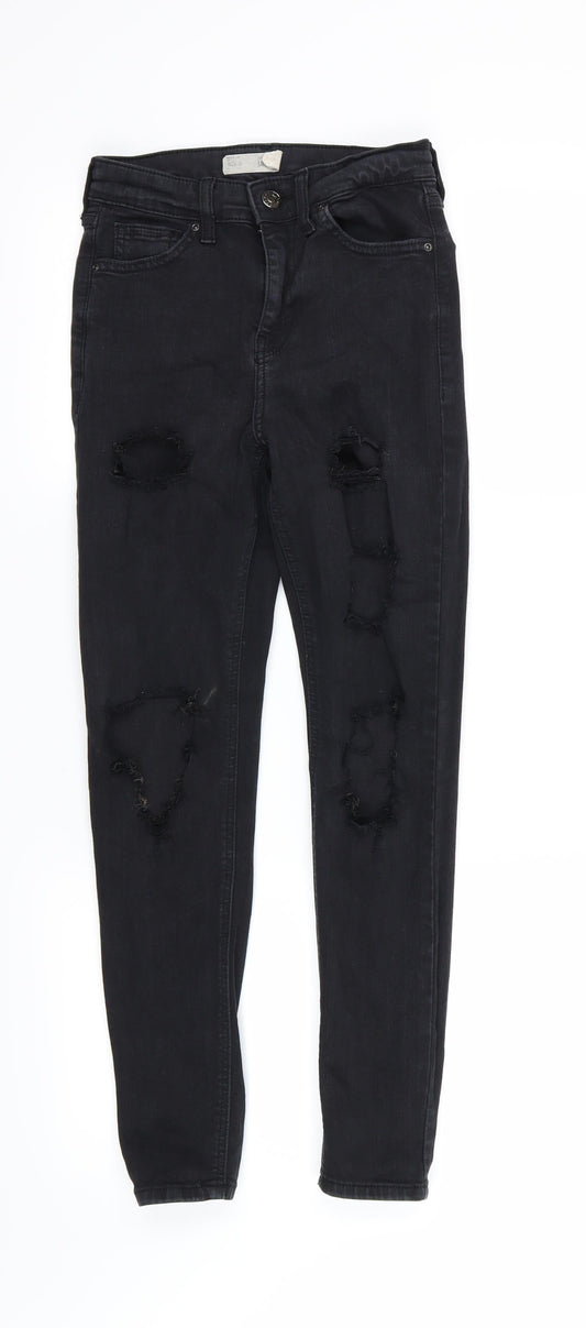 Topshop Womens Black  Denim Skinny Jeans  L25 in - Jamie