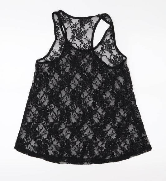 Divided Womens Black  Lace Basic Blouse Size 12